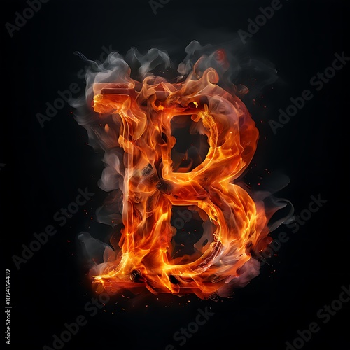 Letter B in Flames