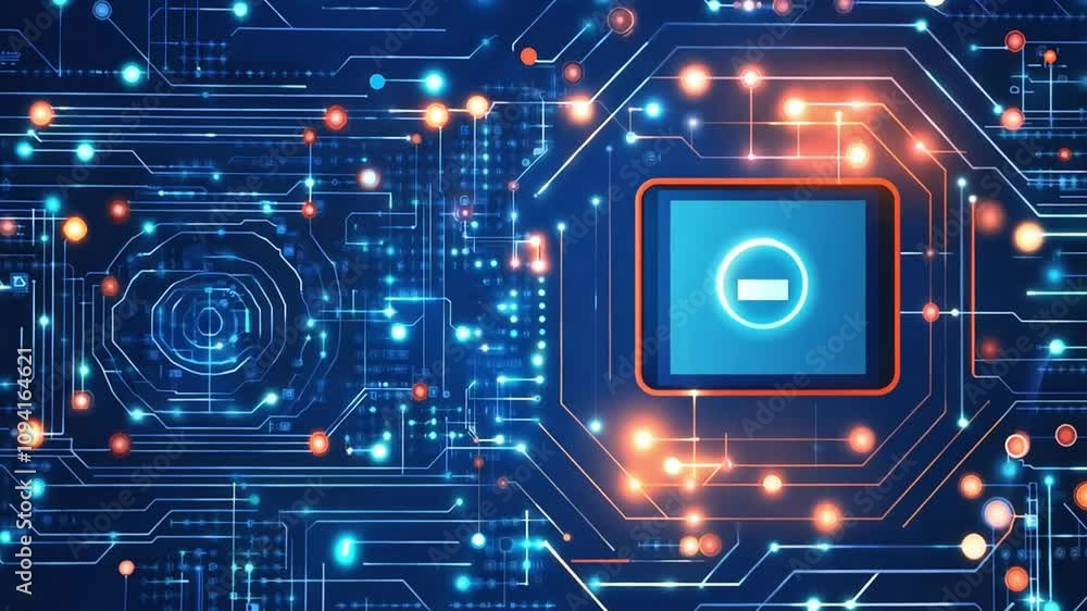 Digital Security with a Stop Sign Icon Embedded in a Circuit Board Digital Security with a Stop Sign Icon Embedded in a Circuit Board