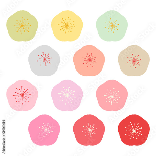 カラフルな梅の花ベクターイラスト