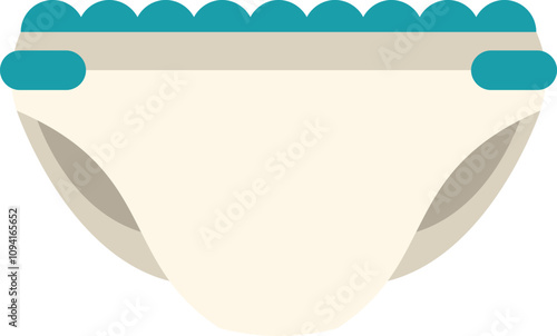 This illustration features a baby diaper with a blue lace trim, emphasizing baby care