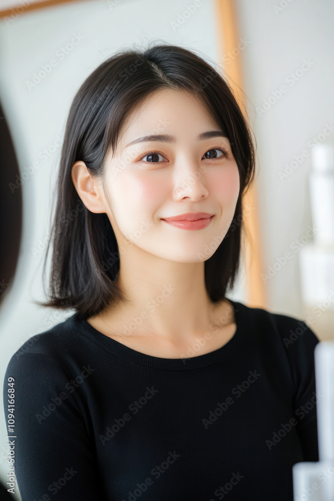 Japanese fitness woman smiling in sportswear, female athlete workout Japanese fitness woman smiling in sportswear, female athlete workout
