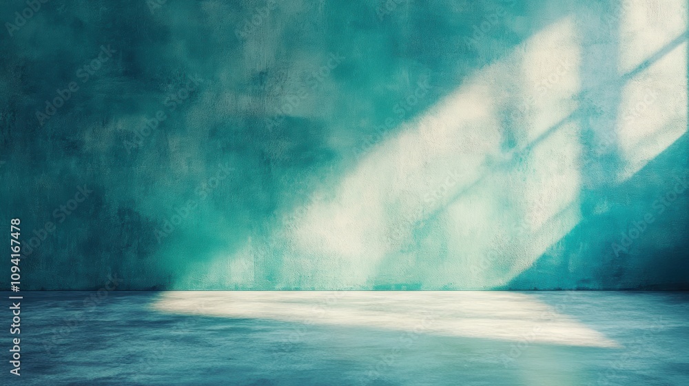 Soft gradient lighting makes the blue wall serene and welcoming, perfect for activities, especially in the afternoon Soft gradient lighting makes the blue wall serene and welcoming, perfect for activities, especially in the afternoon