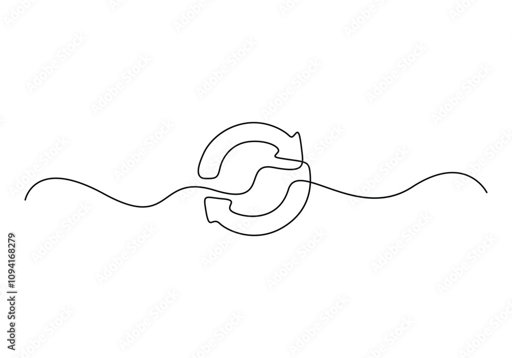 Obraz premium Round frame with arrows, abstract vector continuous line drawing arrow icon. Premium vector illustration