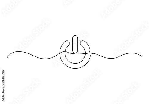 Continuous one line drawing of On-off icon. One line icon of On-off. Single line drawing background. On-off button. Vector illustration