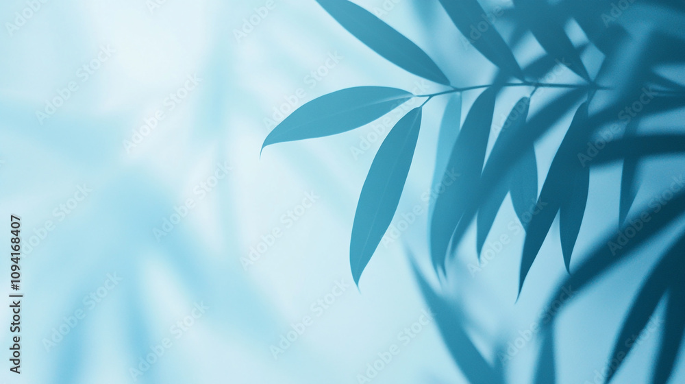 Soft blue leaves create a tranquil atmosphere in a serene setting Soft blue leaves create a tranquil atmosphere in a serene setting