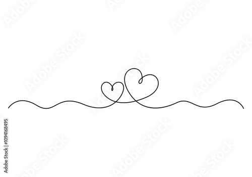 Continuous one line drawing of heart. Isolated on white background. love and romance. Vector illustration