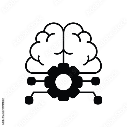 deep learning glyph icon with white background vector stock illustration