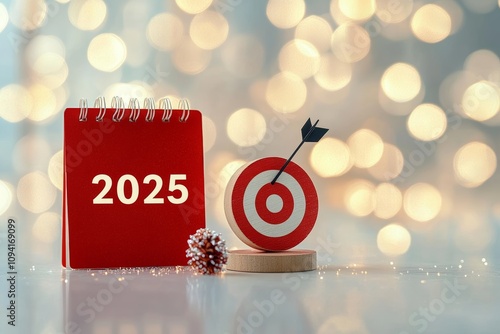 2025 New Year Celebration Calendar and Target for Goal Planning and Business Strategy photo