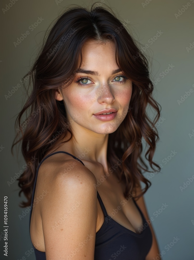 Portrait of a Young Woman with Beautiful Green Eyes Portrait of a Young Woman with Beautiful Green Eyes