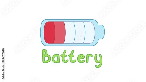 animated low battery bar indicator on white background