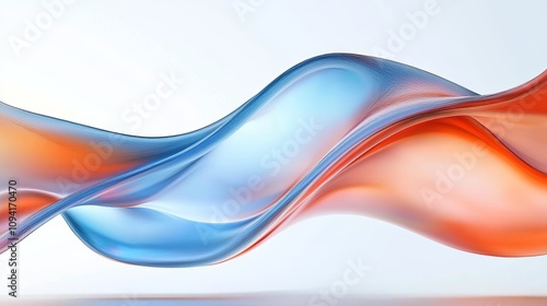 Abstract Digital Art Smooth Curves Gradient Colors Blue Orange Fluid Shapes Modern Aesthetic