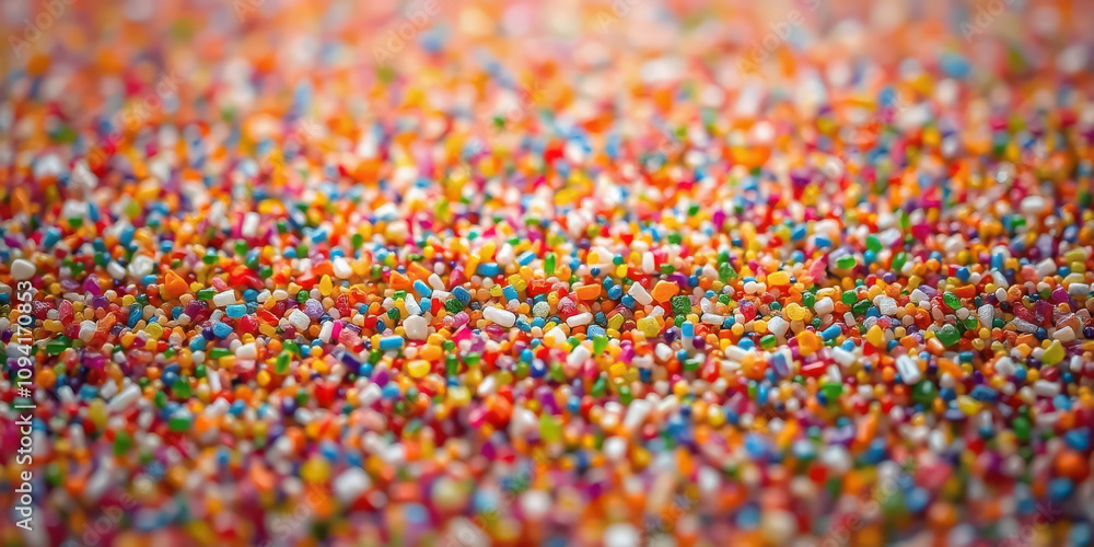 Obraz premium Colorful sprinkles close-up bakery kitchen food photography bright environment macro view culinary art for sweet treats