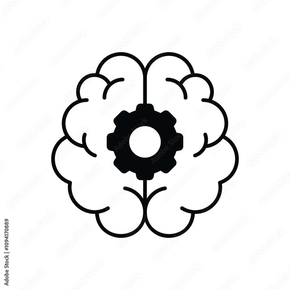 brain glyph icon with white background vector stock illustration brain glyph icon with white background vector stock illustration
