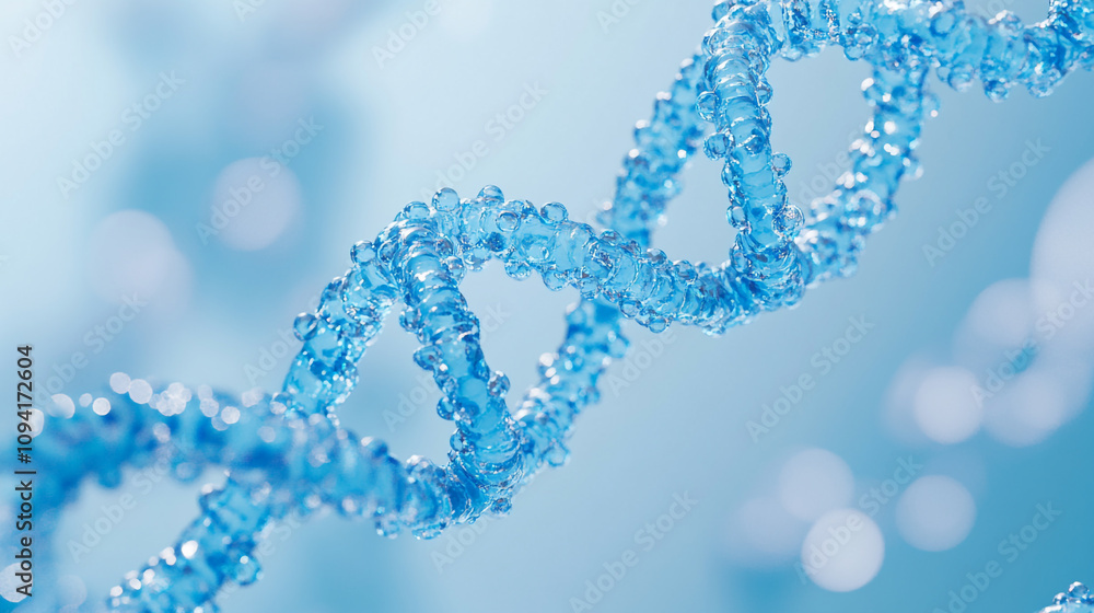 Intricate blue DNA helix against a soft background illustrating genetic structure Intricate blue DNA helix against a soft background illustrating genetic structure