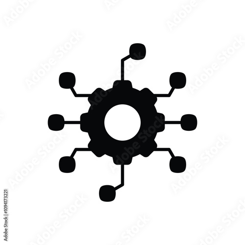 automated system glyph icon with white background vector stock illustration