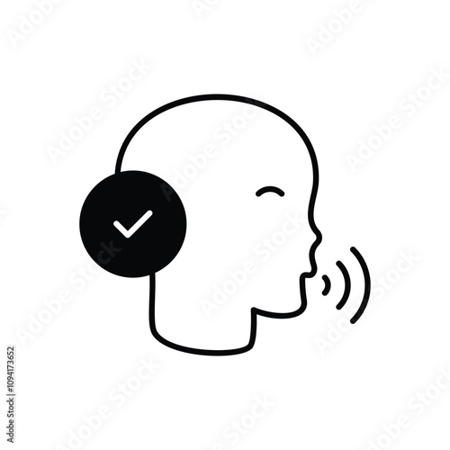 speech recognition glyph icon with white background vector stock illustration