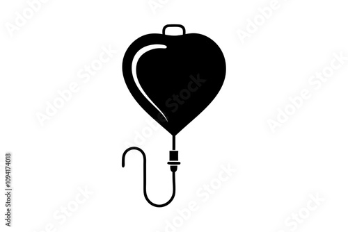 Heart-Shaped Blood Bag Silhouette - Unique Medical and Healthcare Vector Design