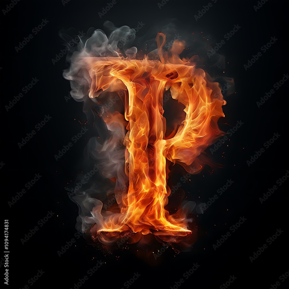 Fototapeta premium Fiery Letter P in Flames