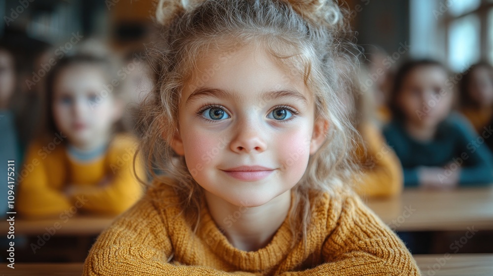 Smiling Little Girl in Classroom Smiling Little Girl in Classroom