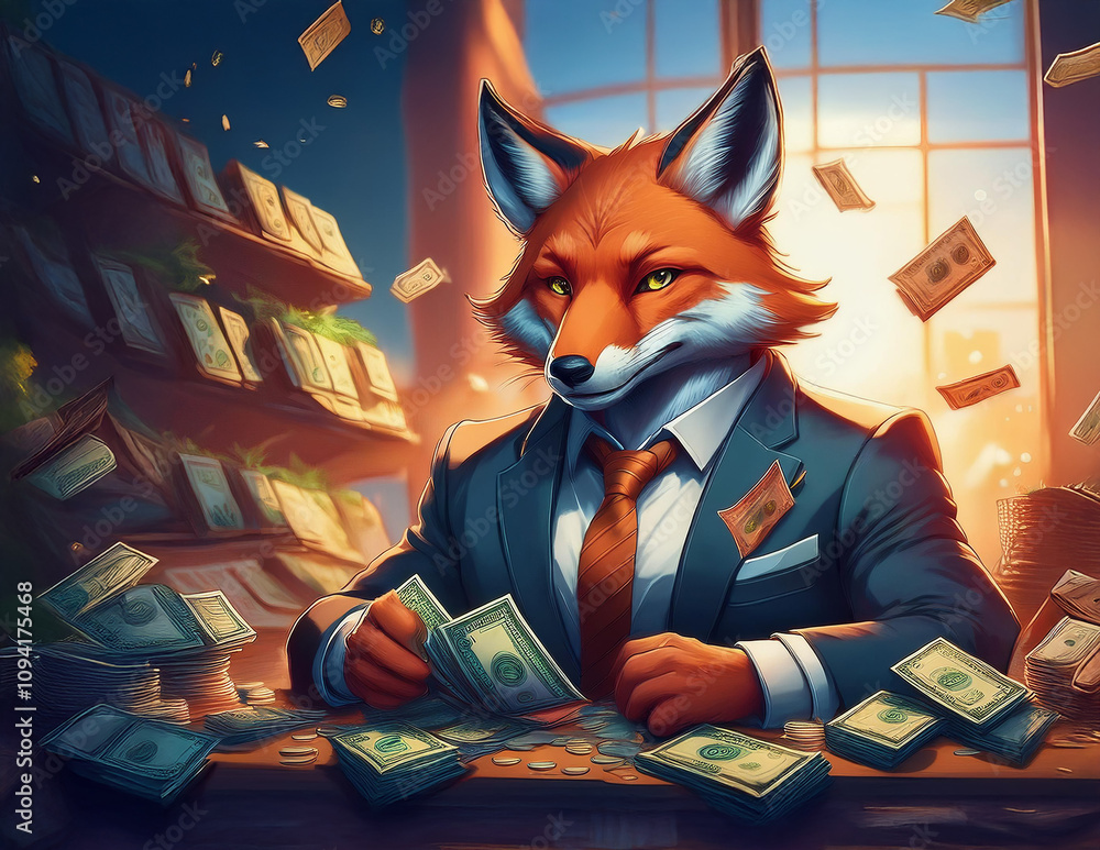 Ein schlauer Fuchs zählt sein Geld