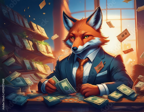 Ein schlauer Fuchs zählt sein Geld