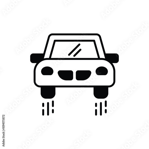 hover car glyph icon with white background vector stock illustration