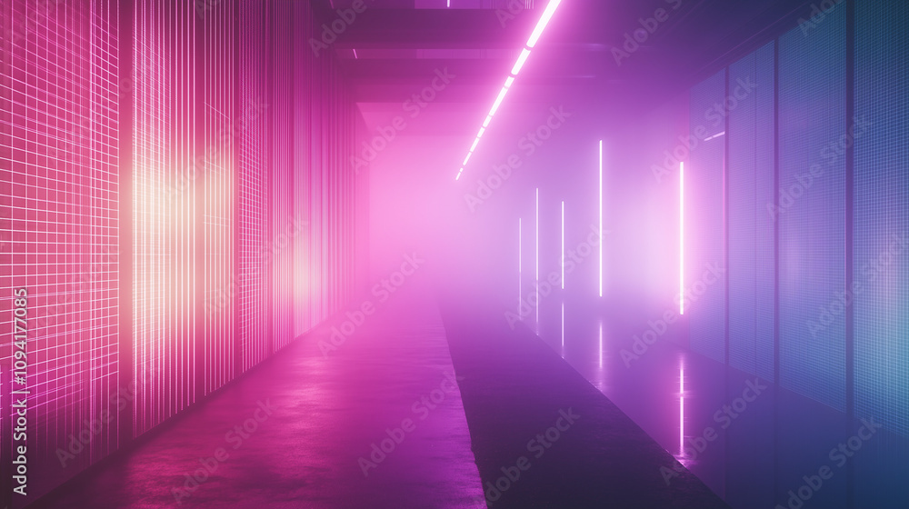 Vaporwave-inspired scene with vibrant neon lights Vaporwave-inspired scene with vibrant neon lights