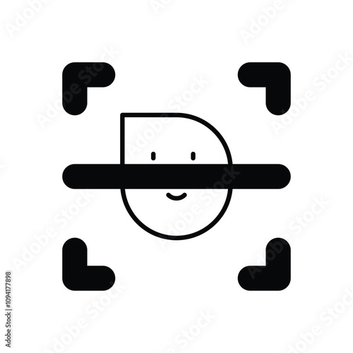 face detection glyph icon with white background vector stock illustration