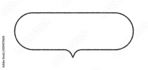 シンプルでおしゃれな手書きの黒い線の吹き出し - 角丸のかわいいデザインの横長の文字スペース素材
