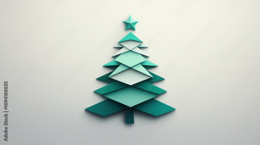 Fototapeta premium Geometric Christmas tree with layered diamond shapes