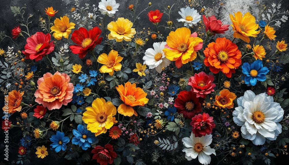 Artistic floral background with an abstract arrangement of vivid, impressionism Artistic floral background with an abstract arrangement of vivid, impressionism