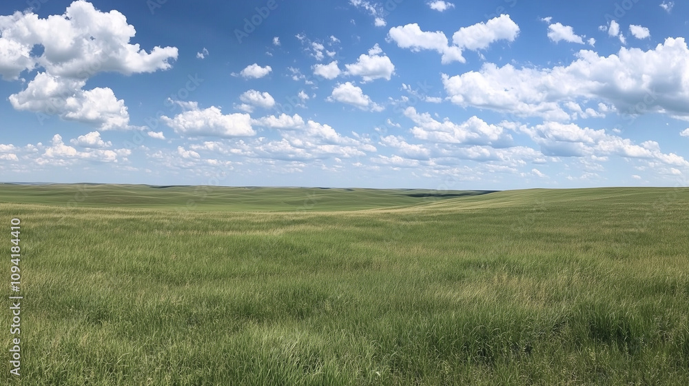 Expansive Green Grasslands Under Open Sky Expansive Green Grasslands Under Open Sky