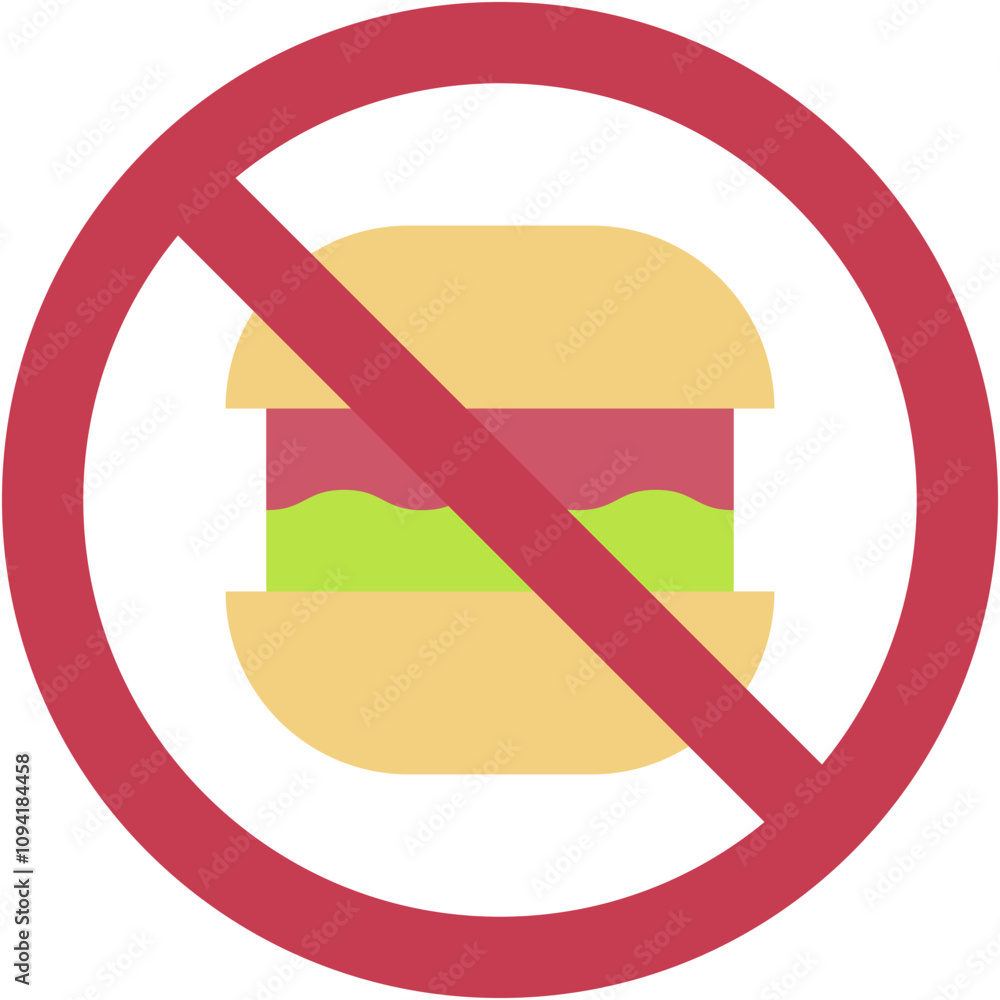 Vector Icon No Fast Food, Fast Food, No Food, Unhealthy, Dental, Hamburger
