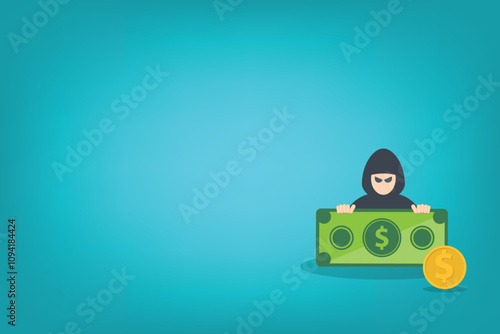 Hacking digital money. Bait website or online crime, thief steal money from online banking app concept, bait scam money.	