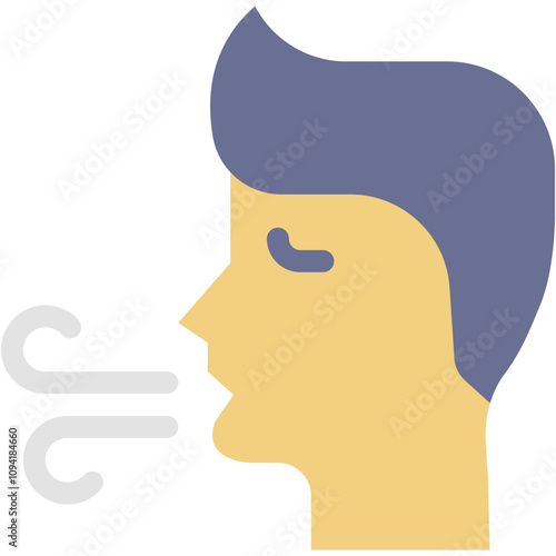 Vector Icon Bad Breath, Smell, Deep Breathing, Wind, Air