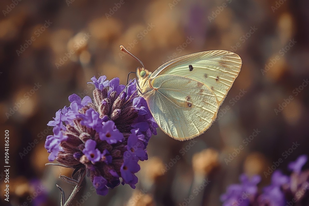 butterfly on purple flower in garden sunlight butterfly on purple flower in garden sunlight
