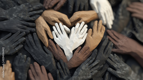 Unity Heart Symbol with Diverse Hands Representing Community