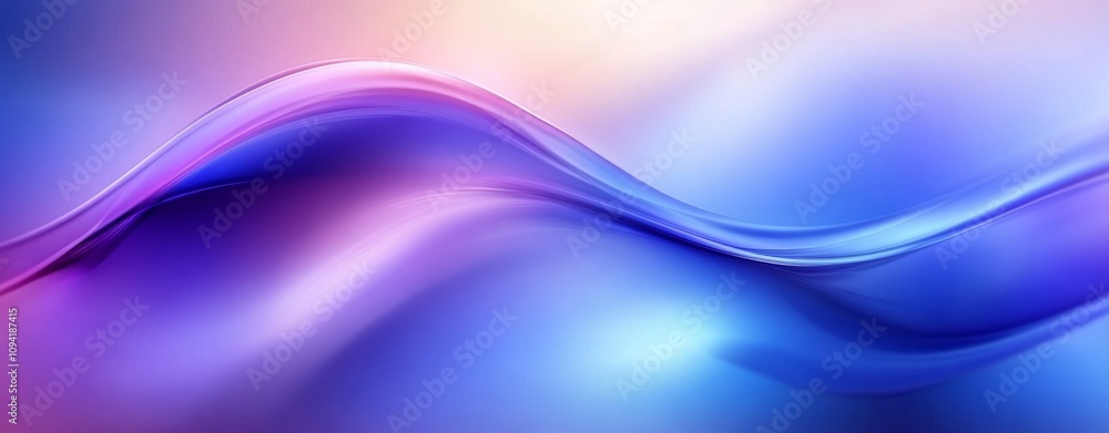 Fototapeta premium Vibrant Abstract Neon Wave Background with Flowing Curves and Glossy Textures in Blue and Purple