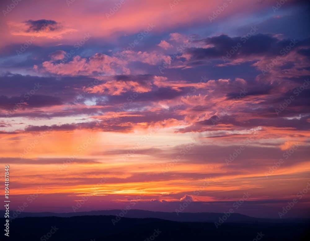 Fototapeta premium Fiery clouds illuminate the sky with a breathtaking twilight display