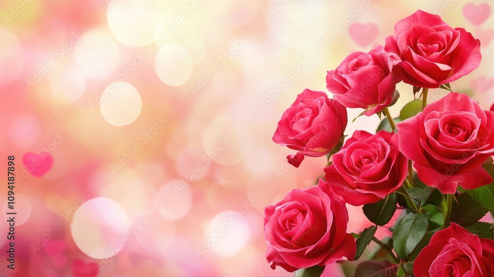 Vibrant Pink Roses on a Soft Colorful Background with Bokeh Effect, Perfect for Celebrations, Romantic Occasions, and Floral Designs Vibrant Pink Roses on a Soft Colorful Background with Bokeh Effect, Perfect for Celebrations, Romantic Occasions, and Floral Designs