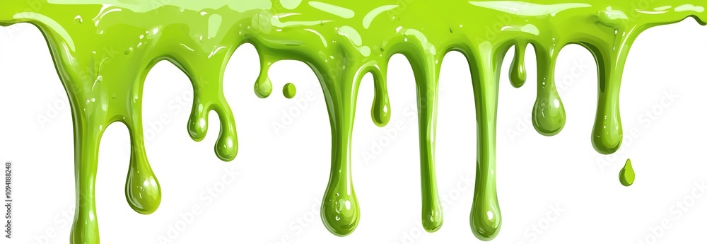 Green slime dripping down, isolated on a white background. Green slime dripping down, isolated on a white background.