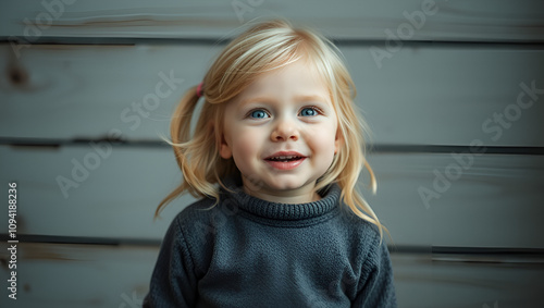 little blonde girl making a face photo