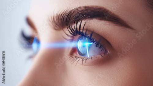 Female eye with laser vision correction, ophthalmology. photo