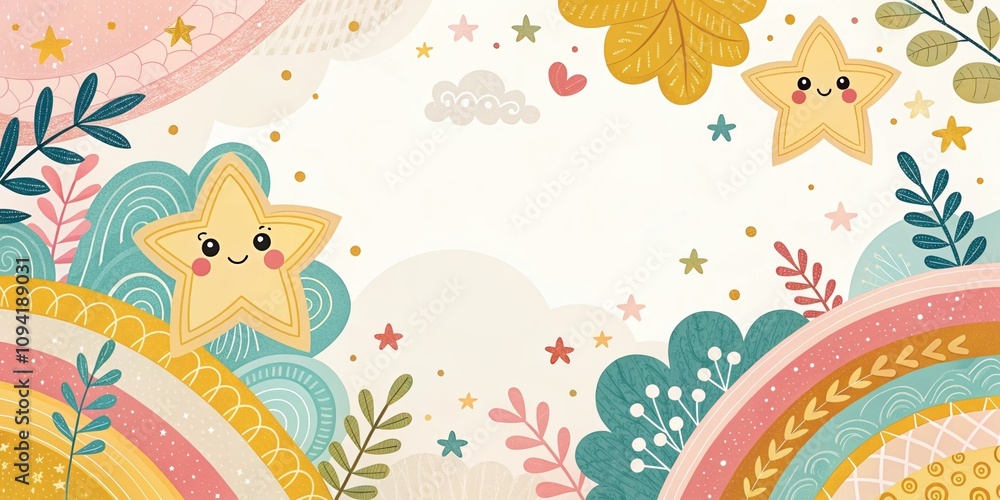 Obraz premium cute beautiful cartoon light gold background