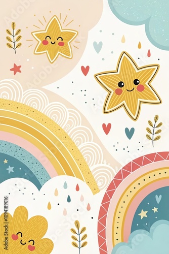 cute beautiful cartoon light gold background