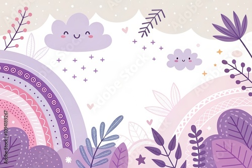 cute beautiful cartoon light purple background