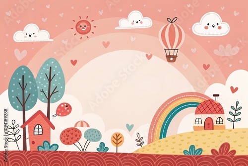 cute beautiful cartoon light red background