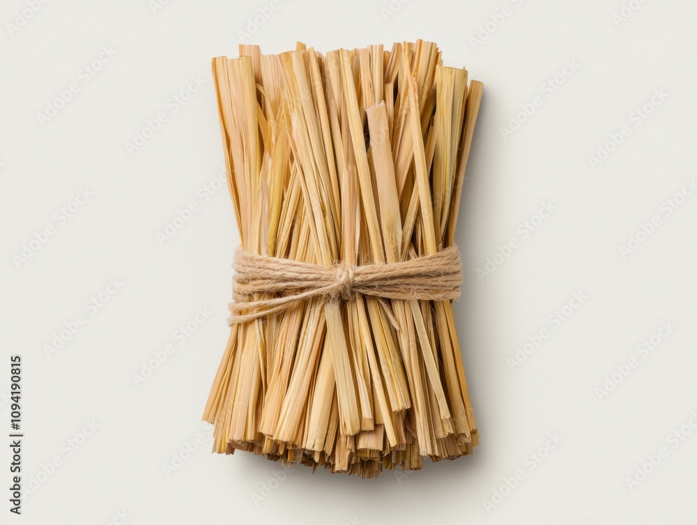 A bundle of natural, thin sticks tied with twine, often used for crafts, cooking, or decorative purposes. A bundle of natural, thin sticks tied with twine, often used for crafts, cooking, or decorative purposes.