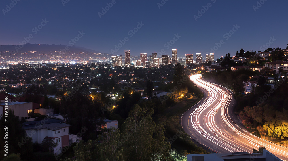 Cityscape Time Lapse at Night with Light Trails of Urban Life Cityscape Time Lapse at Night with Light Trails of Urban Life