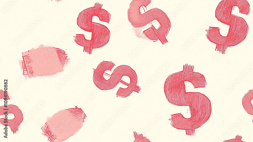 Dollar symbols seamless pattern in soft pink Dollar symbols seamless pattern in soft pink